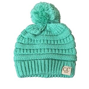 CC Kids Winter Hat Mint Green Pompom Snow Ski Sledding‎ Outdoor